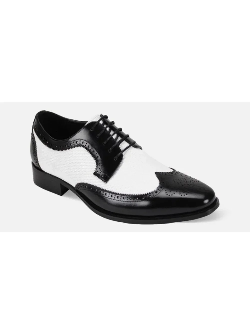 Giorgio Venturi Black White Spectator Wingtip Oxford Dress Shoes Mens 7.5 New
